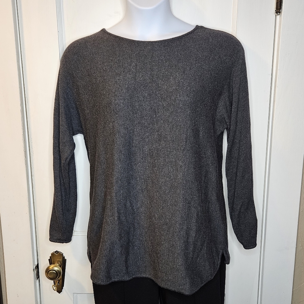 Michael Kors Grey Tunic Length Women's Sweater With Back Zip - Size Large